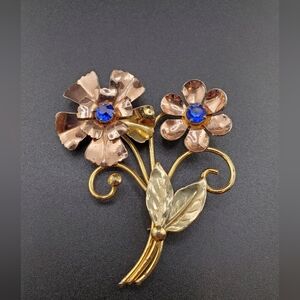 Iskin Sterling Vermeil Floral Brooch